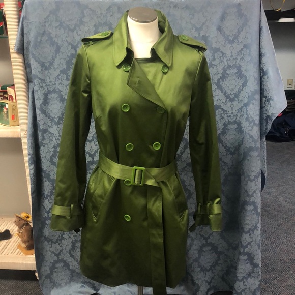 Joan Rivers Green Trench Coat Sz M 